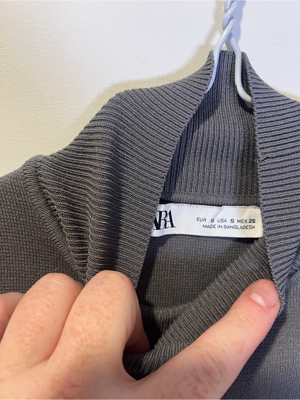 Zara Sleeveless Mock Neck Stretchy Knit Crop Top - Charcoal Gray - Picture 2 of 4